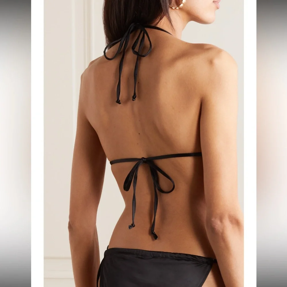 Good American Black satin Bikini Set